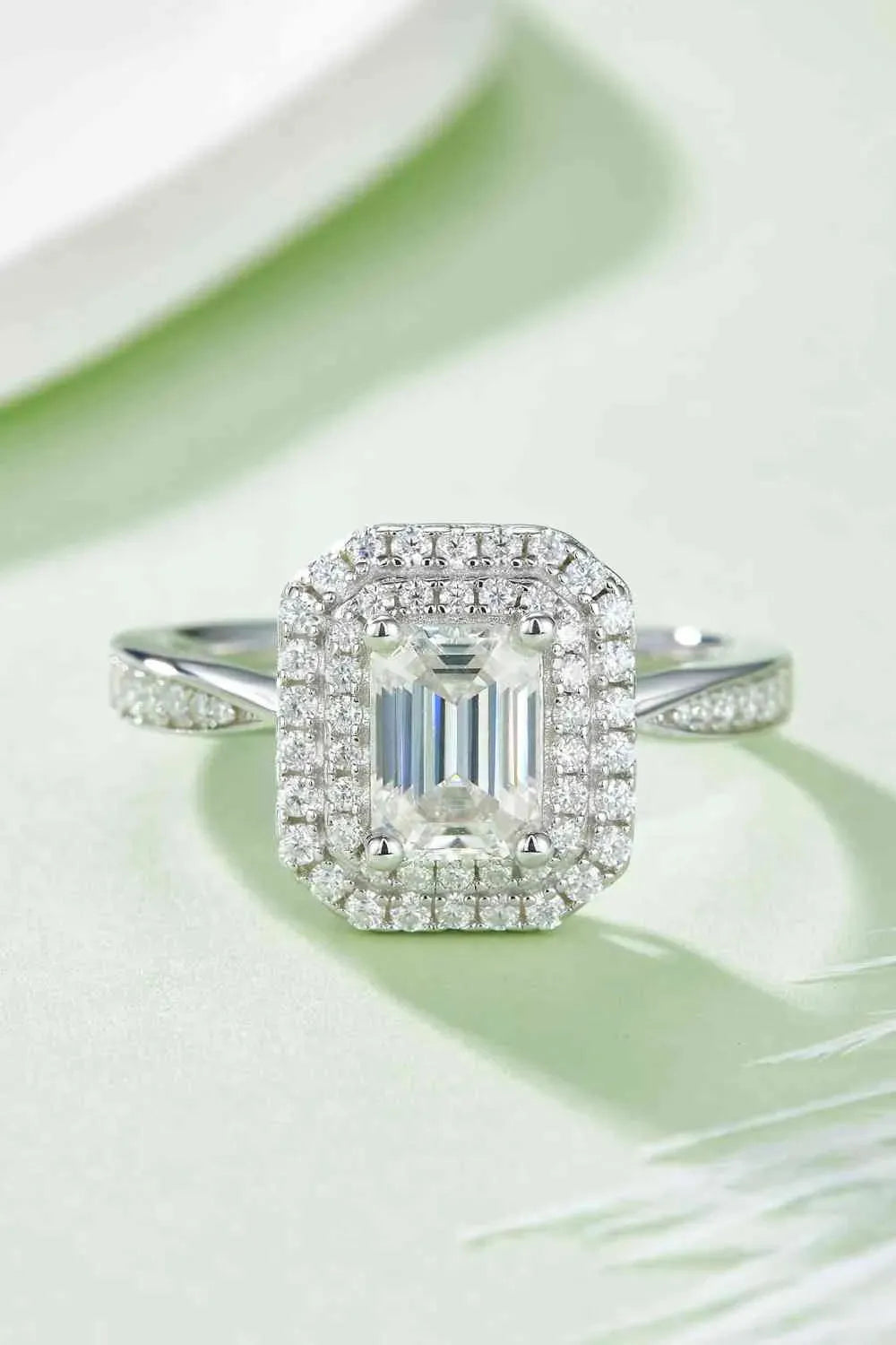 Adored 1 Carat Moissanite 925 Sterling Silver Side Stone Ring Silver Moissanite - Tophatter Daily Deals