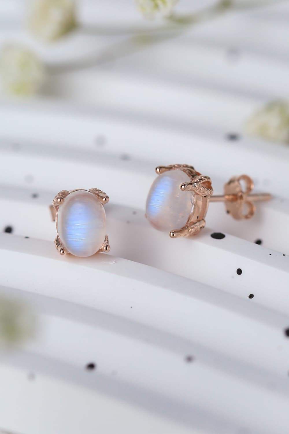 High Quality Natural Moonstone 925 Sterling Silver Stud Earrings Moonstone - Tophatter Daily Deals