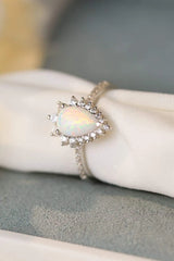 Platinum-Plated Opal Pear Shape Ring Opal - Tophatter Daily Deals