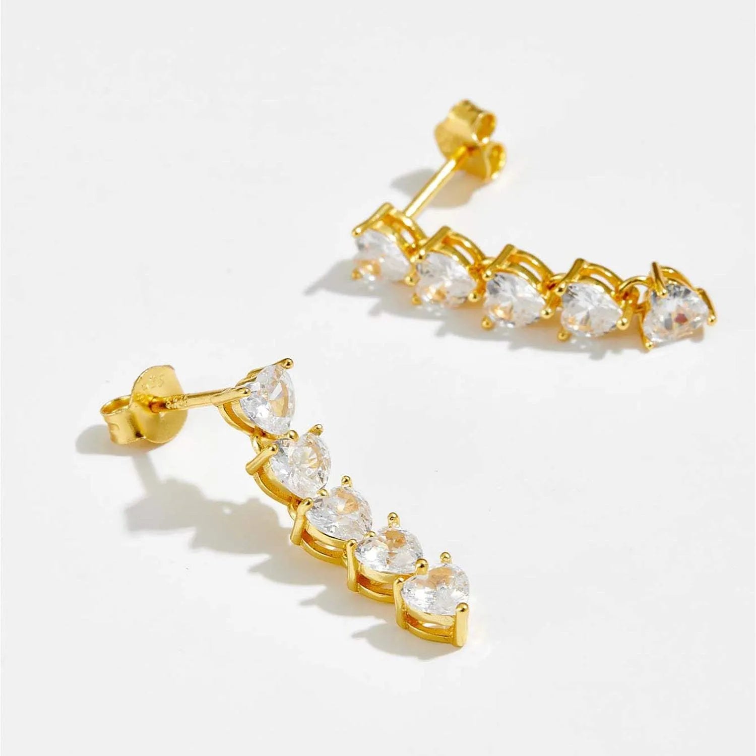 Inlaid Heart Zircon 925 Sterling Silver Drop Earrings Earrings - Tophatter Daily Deals