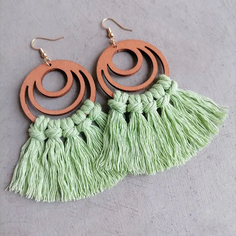 Tassel Detail Geometric Earrings Earrings - Tophatter Daily Deals