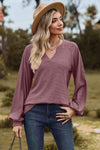 Notched Neck Raglan Sleeve Blouse Moonlit Mauve Blouses - Tophatter Daily Deals