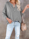 Buttoned Drop Shoulder Top Women's T-Shirts - Tophatter Daily Deals