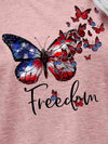 FREEDOM Butterfly Graphic Short Sleeve Tee Women's T-Shirts - Tophatter Daily Deals