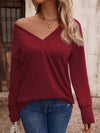 V-Neck Long Sleeve Top Women's T-Shirts - Tophatter Daily Deals