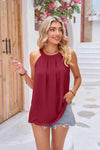 Grecian Neck Sleeveless Top Wine Blouses - Tophatter Daily Deals