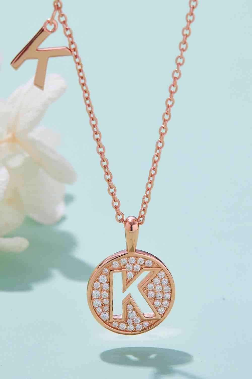 Adored Moissanite K to T Pendant Necklace K One Size Moissanite - Tophatter Daily Deals