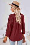 V-Neck Roll-Tap Sleeve Blouse Blouses - Tophatter Daily Deals