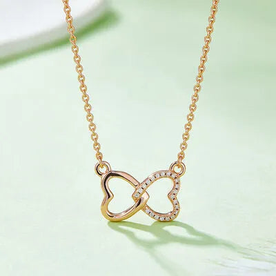 Moissanite 925 Sterling Silver Heart Bow Necklace Rose Gold One Size Moissanite - Tophatter Daily Deals