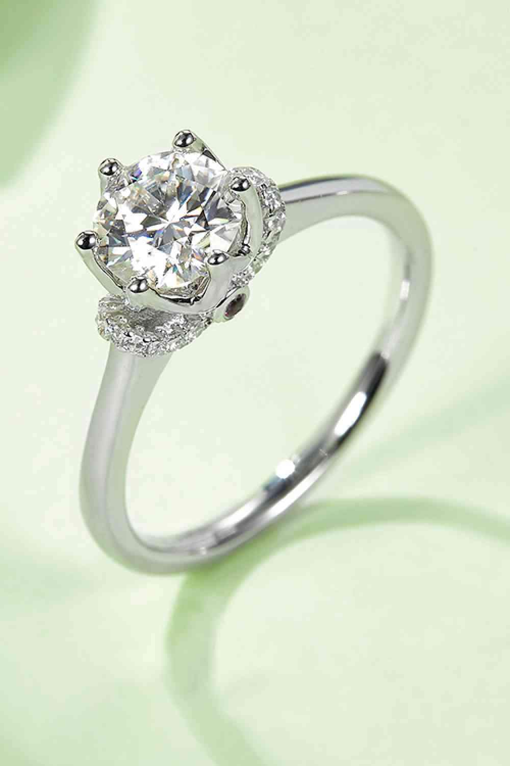 1 Carat Moissanite 925 Sterling Silver Ring Silver Moissanite - Tophatter Daily Deals