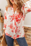 Floral Notched Long Sleeve Blouse Blouses - Tophatter Daily Deals