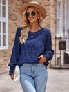 Round Neck Lantern Sleeve Blouse Blouses - Tophatter Daily Deals