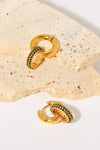 18K Gold-Plated Inlaid Zircon Double-Hoop Earrings Earrings - Tophatter Daily Deals