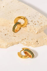 18K Gold-Plated Inlaid Zircon Double-Hoop Earrings Earrings - Tophatter Daily Deals