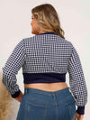 Plus Size Houndstooth V-Neck Long Sleeve Blouse Blouses - Tophatter Daily Deals