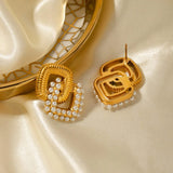 18K Gold-Plated Stainless Steel Square Earrings Earrings - Tophatter Daily Deals