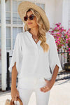 Notched Half Button T-Shirt Women's T-Shirts - Tophatter Daily Deals