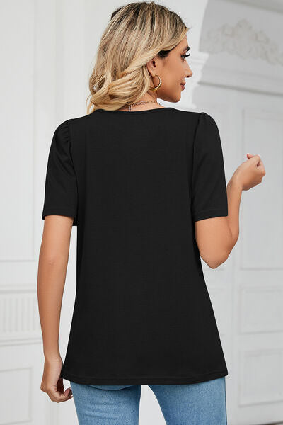 Square Neck Short Sleeve T-Shirt Women's T-Shirts - Tophatter Daily Deals