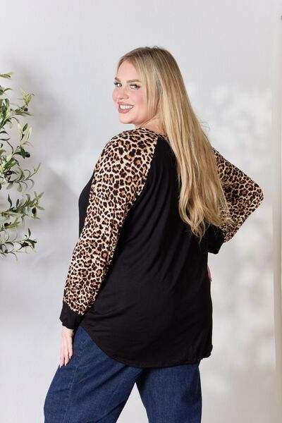 Celeste Full Size Leopard Round Neck Long Sleeve T-Shirt Women's T-Shirts - Tophatter Daily Deals