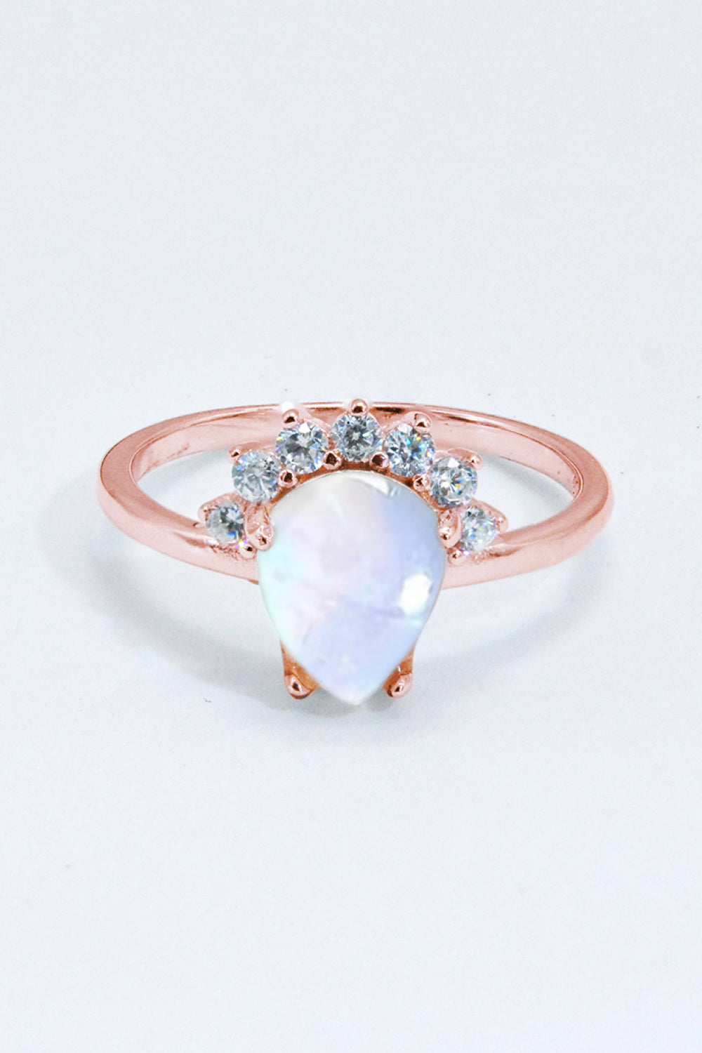 925 Sterling Silver Moonstone Ring Rose Gold Moonstone - Tophatter Daily Deals