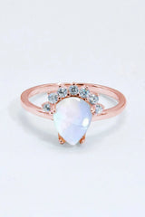 925 Sterling Silver Moonstone Ring Rose Gold Moonstone - Tophatter Daily Deals