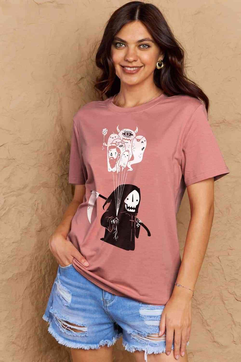 Simply Love Full Size Death Graphic T-Shirt Women's T-Shirts - Tophatter Daily Deals