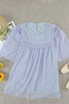 Flutter Sheer Sleeves Babydoll Top Sky Blue Blouses - Tophatter Daily Deals