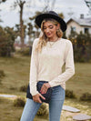 Ribbed Round Neck Long Sleeve Tee Women's T-Shirts - Tophatter Daily Deals