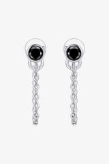 Inlaid Moissanite Chain Earrings Black Silver One Size Moissanite - Tophatter Daily Deals