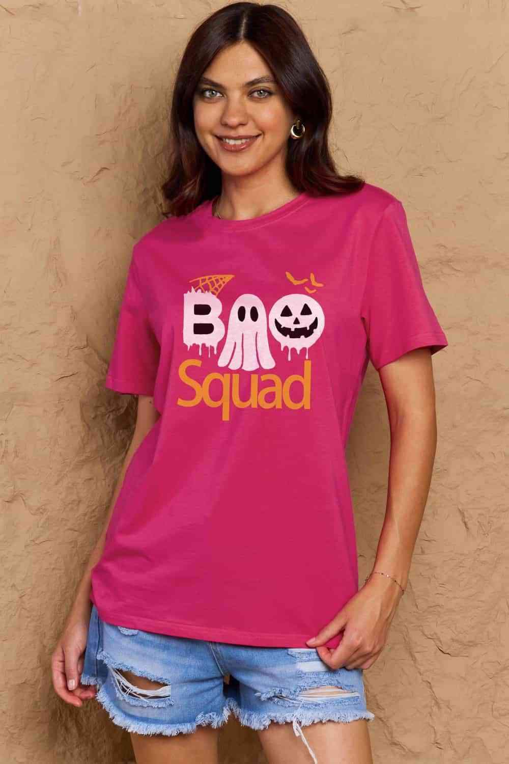 Simply Love Full Size BOO SQUAD Graphic Cotton T-Shirt Women's T-Shirts - Tophatter Daily Deals