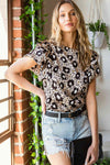 Animal Print Puff Sleeve Round Neck Blouse - Tophatter Deals