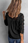 Crochet Openwork Three-Quarter Sleeve Blouse Blouses - Tophatter Daily Deals