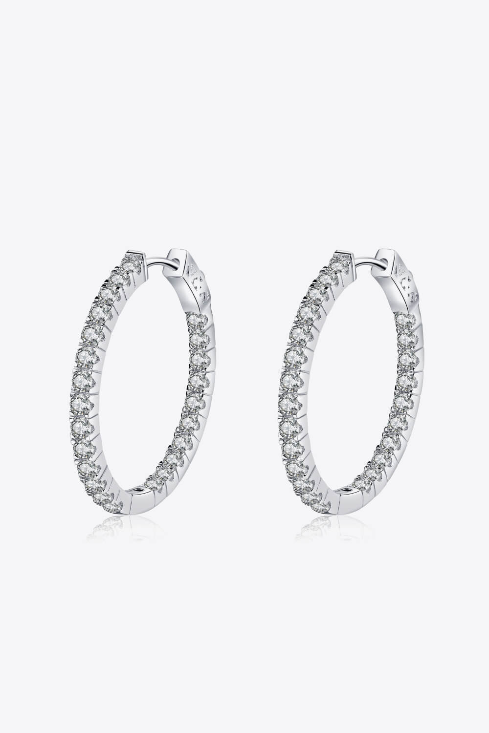 Moissanite Rhodium-Plated Hoop Earrings Moissanite - Tophatter Daily Deals