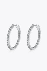 Moissanite Rhodium-Plated Hoop Earrings Moissanite - Tophatter Daily Deals