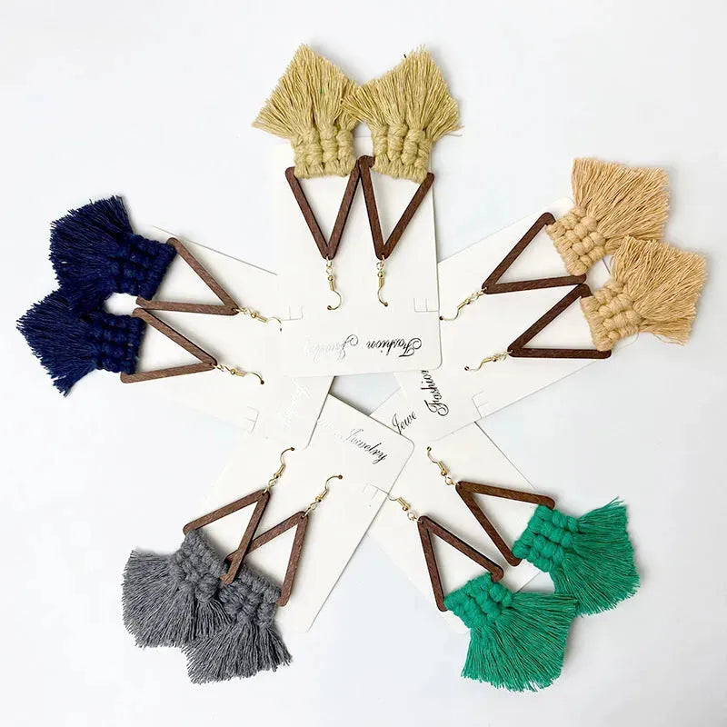 Tassel Detail Geometric Earrings Earrings - Tophatter Daily Deals