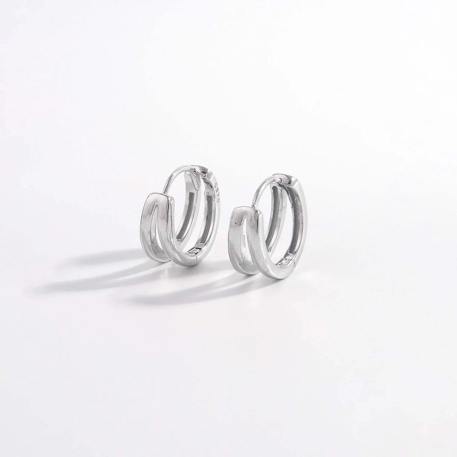 925 Sterling Silver Inlaid Zircon Huggie Earrings Earrings - Tophatter Daily Deals