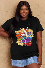 Simply Love Full Size Ballet Dancer Graphic Cotton T-Shirt Black Women's T-Shirts - Tophatter Daily Deals