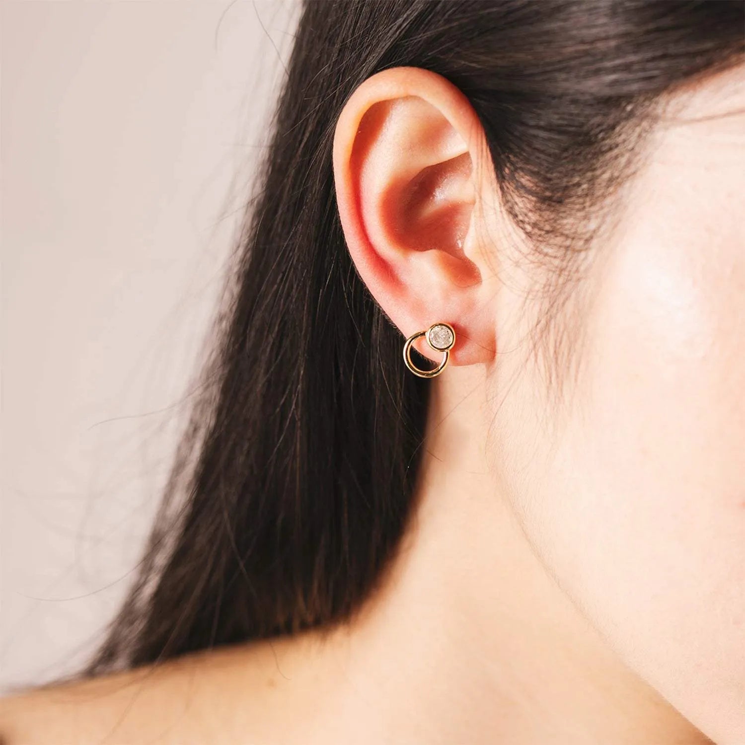 Inlaid Zircon 925 Sterling Silver Stud Earrings Earrings - Tophatter Daily Deals