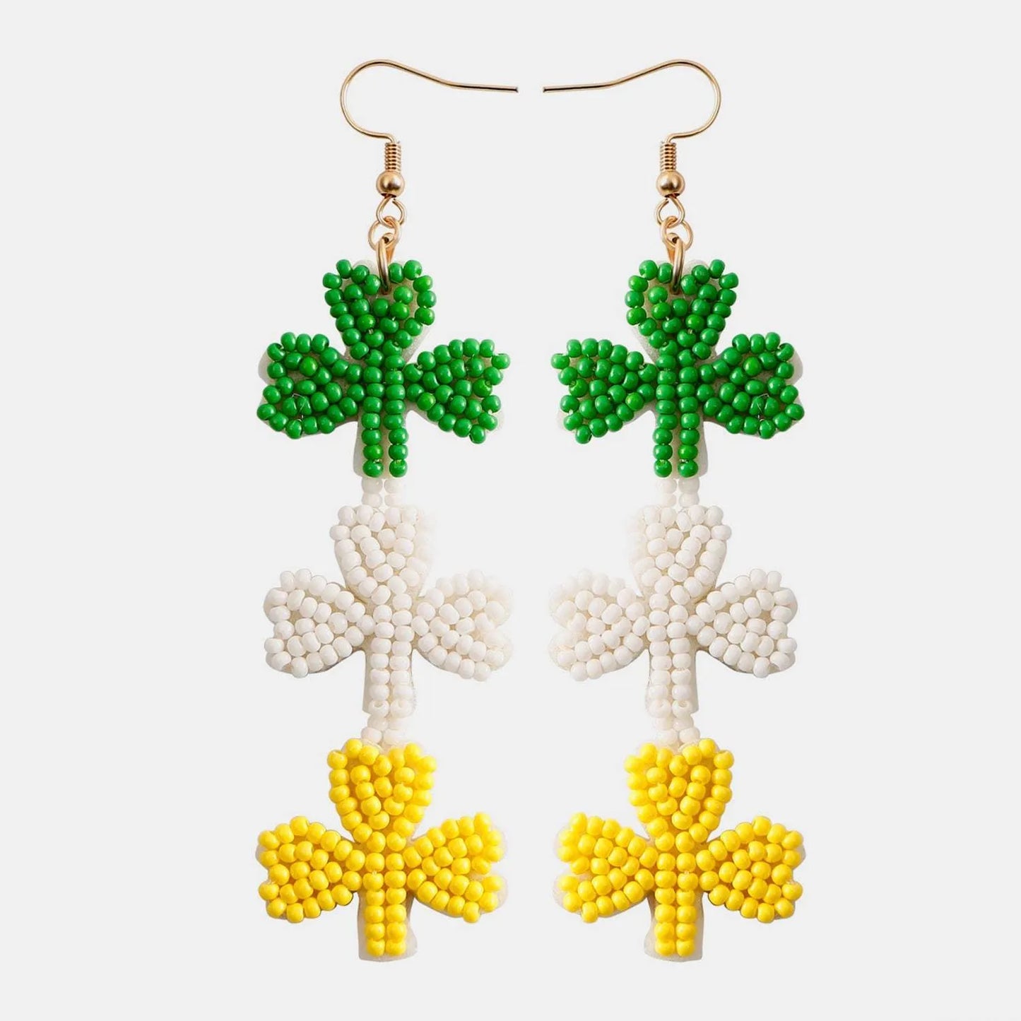 Beaded Brass Hook Dangle Earrings Mid Green One Size Earrings - Tophatter Daily Deals