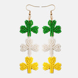 Beaded Brass Hook Dangle Earrings Mid Green One Size Earrings - Tophatter Daily Deals