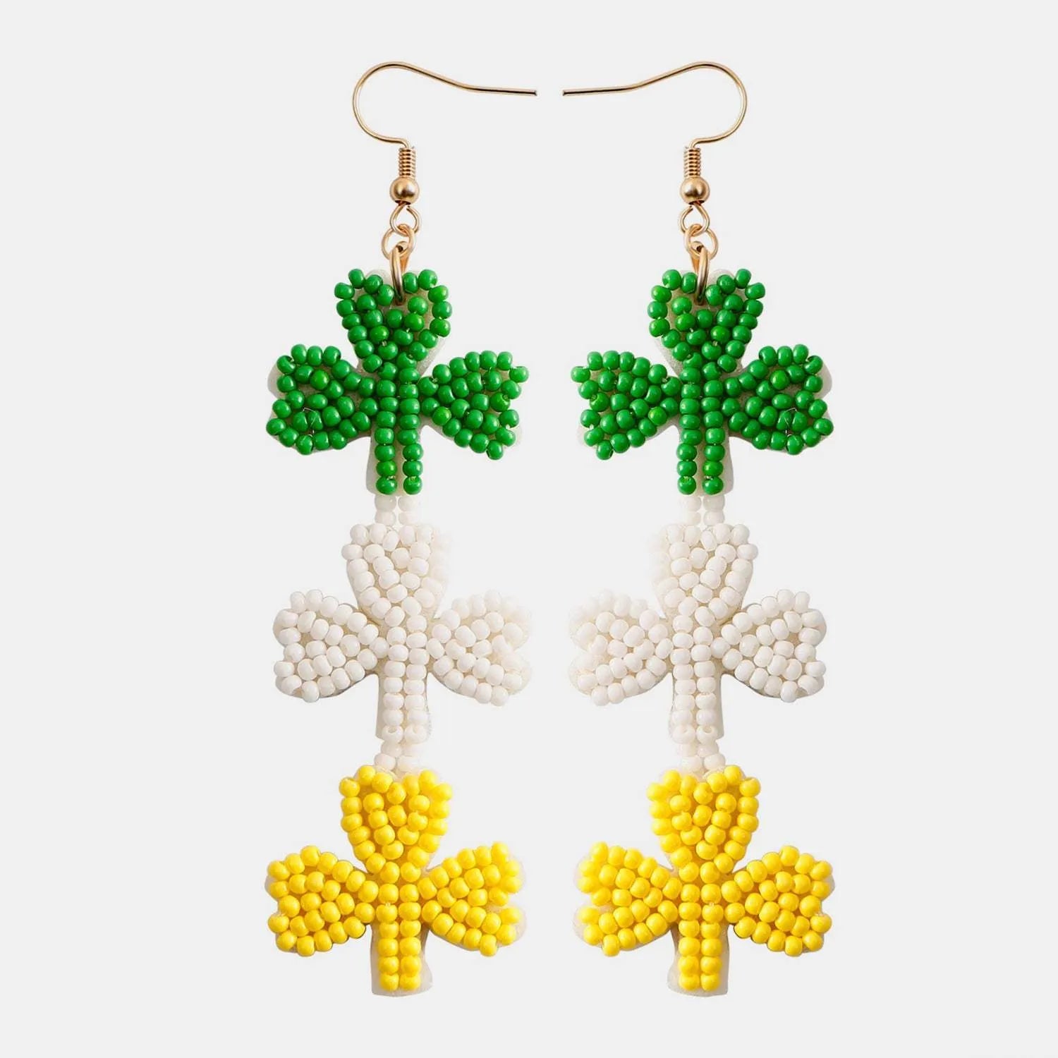 Beaded Brass Hook Dangle Earrings Mid Green One Size Earrings - Tophatter Daily Deals