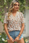 Floral V-Neck Short Sleeve T-Shirt Women's T-Shirts - Tophatter Daily Deals