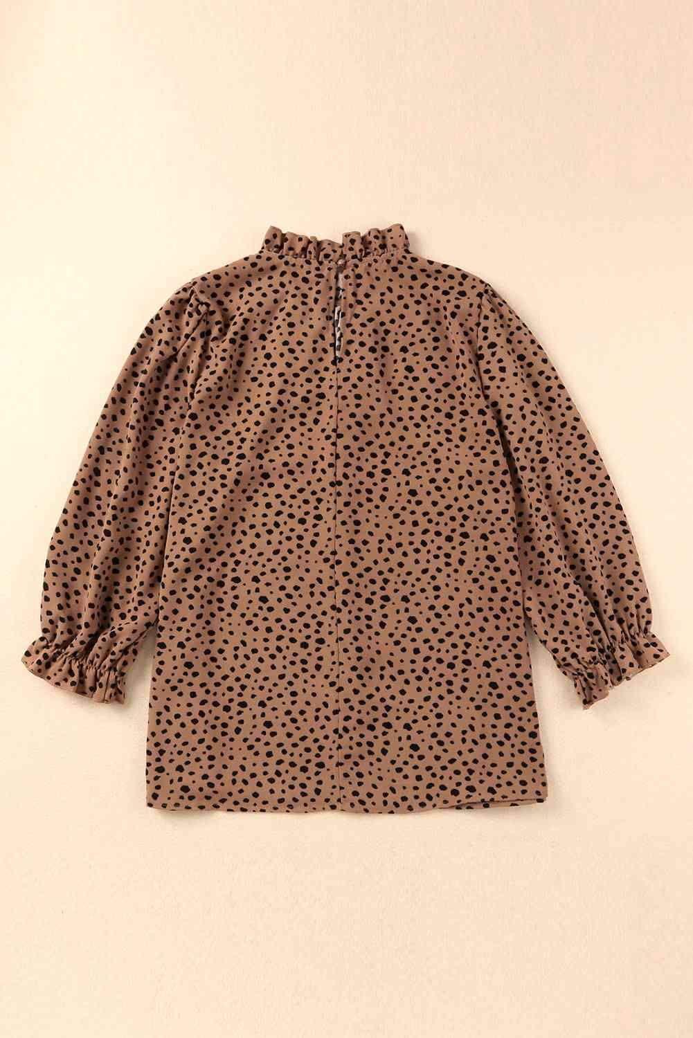 Animal Print Ruffle Collar Flounce Sleeve Blouse Blouses - Tophatter Daily Deals