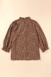 Animal Print Ruffle Collar Flounce Sleeve Blouse Blouses - Tophatter Daily Deals