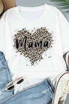 MAMA Leopard Heart Graphic Tee Shirt Women's T-Shirts - Tophatter Daily Deals