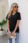 V-Neck Crisscross Short Sleeve Tee Women's T-Shirts - Tophatter Daily Deals