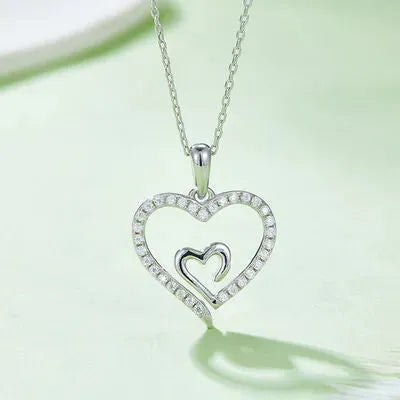 Moissanite 925 Sterling Silver Heart Pendant Necklace Silver One Size Moissanite - Tophatter Daily Deals