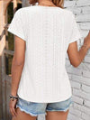 Eyelet V-Neck Short Sleeve T-Shirt Women's T-Shirts - Tophatter Daily Deals