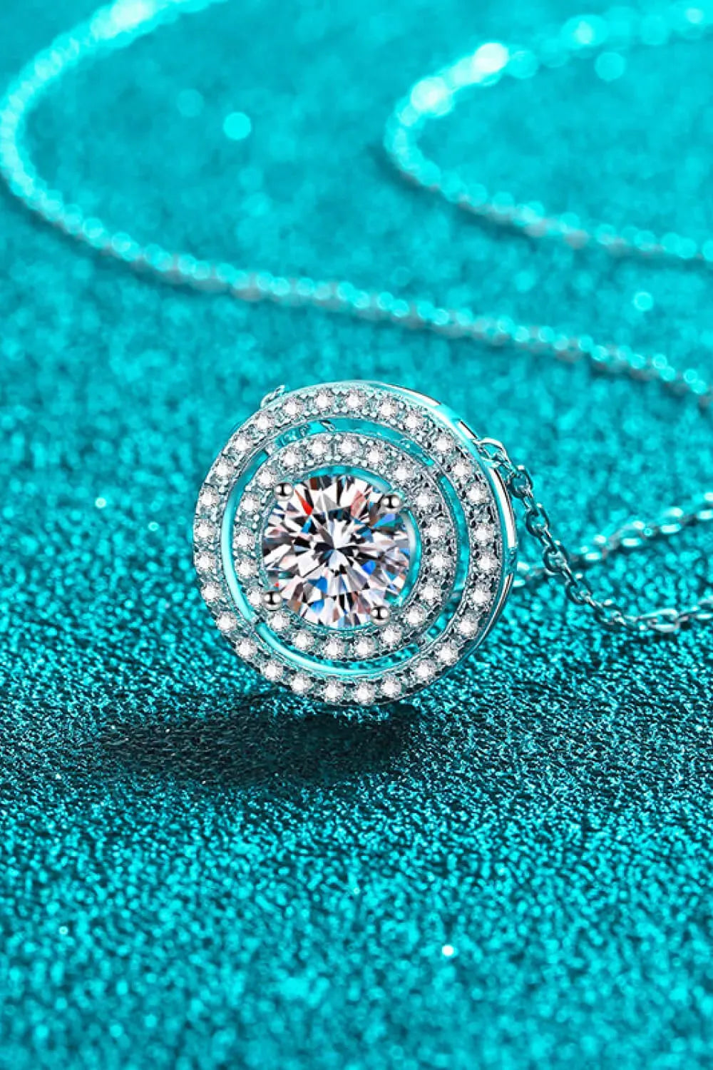 Moissanite Round Pendant Rhodium-Plated Necklace Moissanite - Tophatter Daily Deals