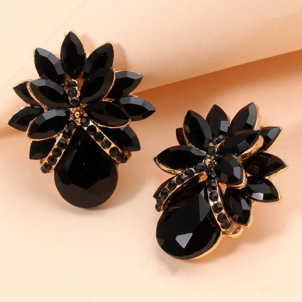 Flower Shape Glass Stone Stud Earrings Earrings - Tophatter Daily Deals